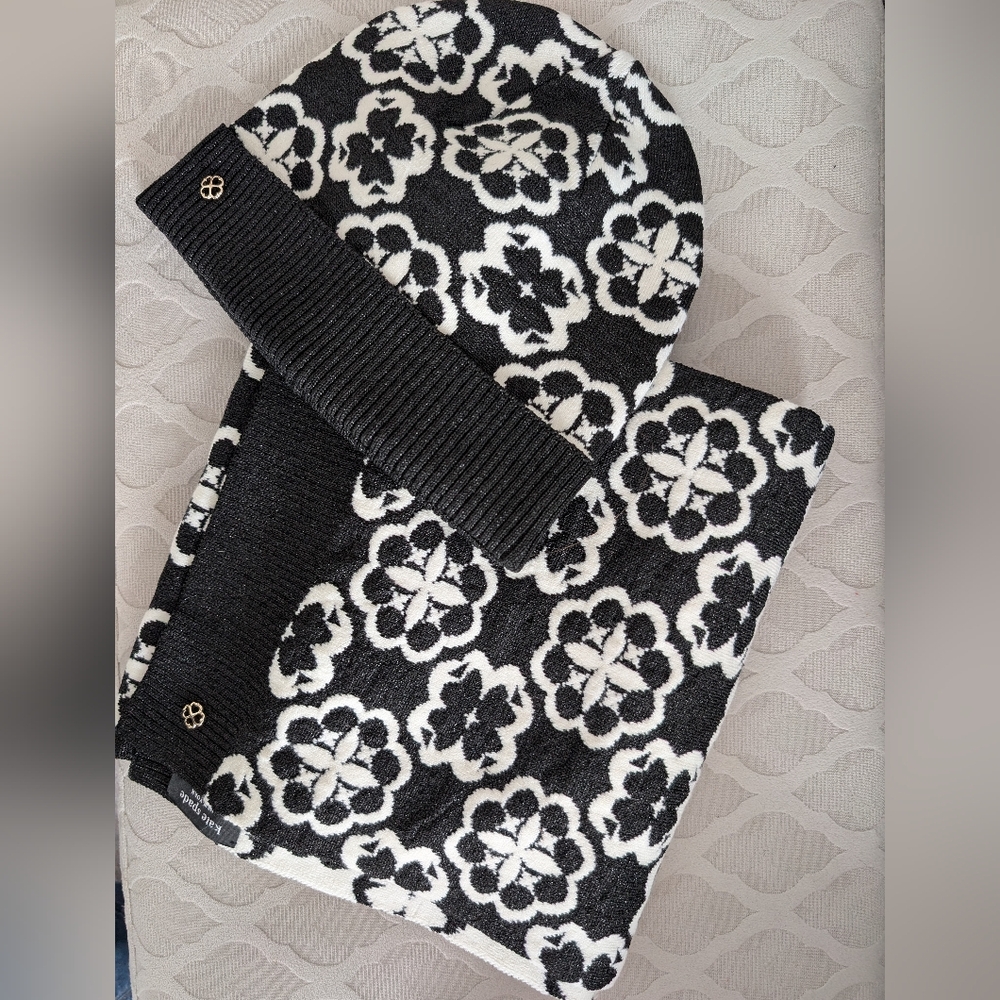 Kate Spade Knit Scarf and Beanie Set